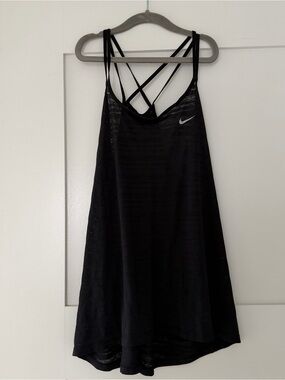 Nike Dri-FIT Tank Top Women’s L Black Strappy Racerback Athletic Workout